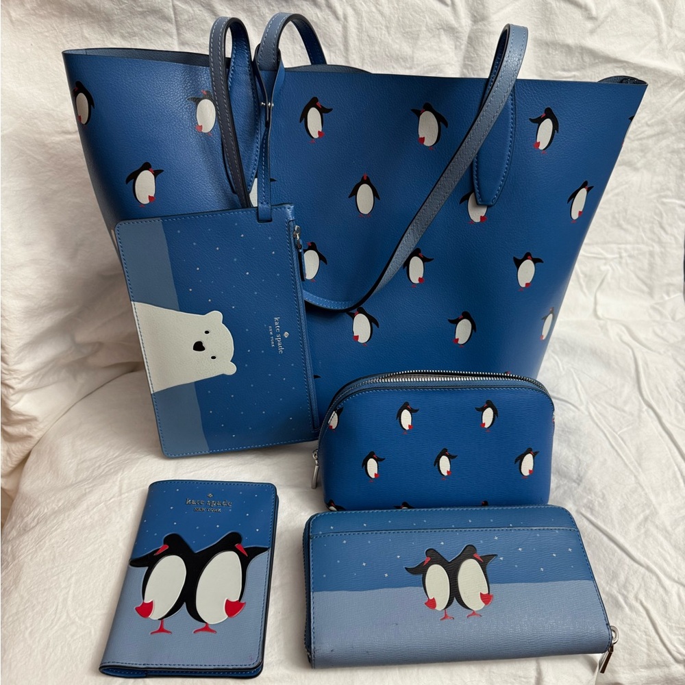 Kate Spade Arctic Friends Tote, Wallet, Cosmetic bag, Passport holder